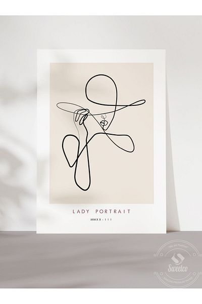Sweetco Lady Portrait No3 Αφίσα χωρίς πλαίσιο |   Γυναικείο πορτρέτο Line Art One line Αφίσα