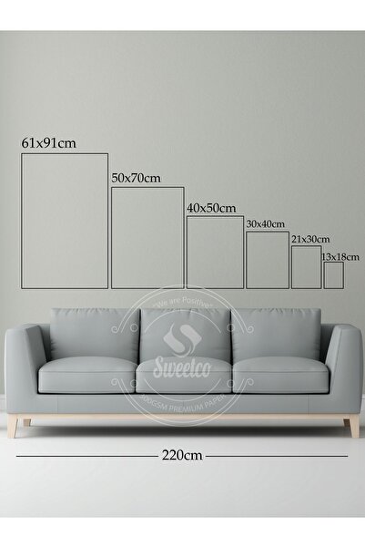 Sweetco Orange Ball and Birds Çerçevesiz Poster | Turuncu Top ve Kuşlar Soyut Poster