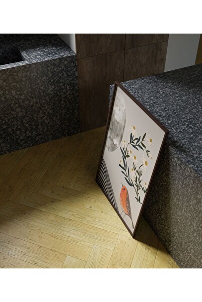 Sweetco Orange Bird Çerçevesiz Poster | Turuncu Kuş Doğa Poster