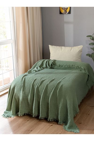 OTEXSA Cuvertură de pat din muselină verde kaki - Stiuca (200x220CM) 4 straturi