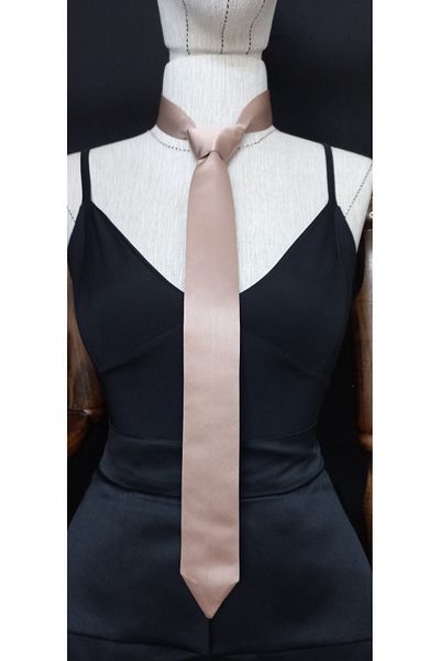 es moda shop Skin Color May Unisex Satin Evening Dress and Tie Set