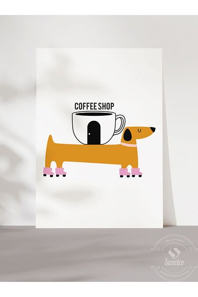 Sweetco Αφίσα Coffee Kitchen Bar Espresso Dog Dog - Χωρίς πλαίσιο