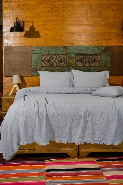 OTEXSA Light Gray 4 Layer Muslin Double Bedspread - Pike (260 X 220cm)