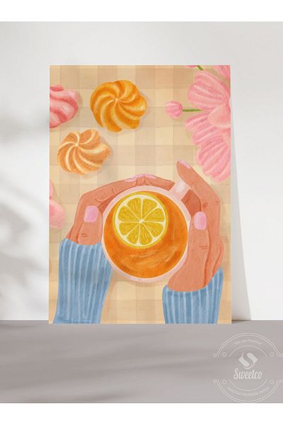Sweetco Αφίσα τσαγιού με λεμόνι χωρίς πλαίσιο |   Αφίσα τσαγιού λεμόνι
