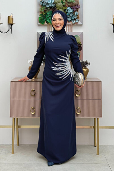 Bym Fashion Синя сукня з червоними деталями на плечах і талії 3909