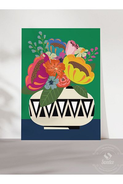 Sweetco Αφίσα χωρίς πλαίσιο Flower in Vase No3 |   Πολύχρωμα λουλούδια σε βάζο Αφίσα Νο3