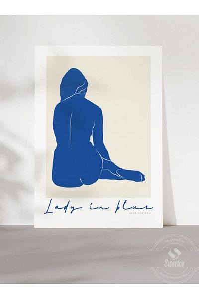 Sweetco Αφίσα Lady Blue χωρίς πλαίσιο |   Μπλε γυναικεία αφίσα