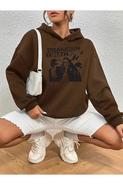 qavnas Πλεκτό φούτερ Unisex Brown Treasure - Ανυψωμένο