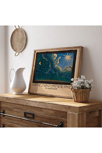 Sweetco Çerçevesiz Poster Sonne Mond Und Sterne Kare| Güneş Ay Ve Yıldız Sanat Poster