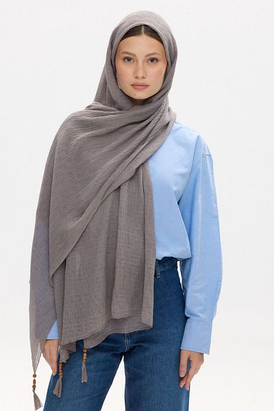 FENZA SCARF Freya Muslin Wrapped Tasseled Cotton Shawl