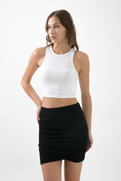 muub's Μοντέρνα μίνι φούστα με ντραπέ και ελαστική μέση - Κομψή αθλητική μίνι φούστα