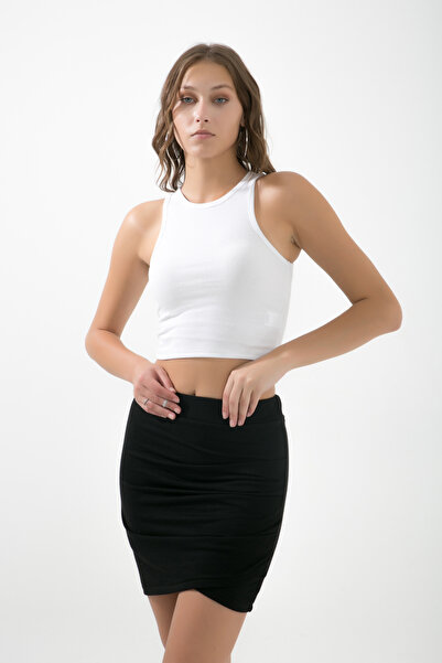 muub's Μοντέρνα μίνι φούστα με ντραπέ και ελαστική μέση - Κομψή αθλητική μίνι φούστα