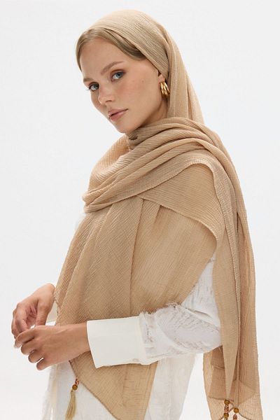 FENZA SCARF Βαμβακερό σάλι Freya Muslin Twisted Tassel