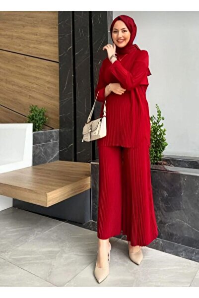 ECK MODA Flexible Lycra Sandy Fabric - Women's Top and Bottom Set with Pleats