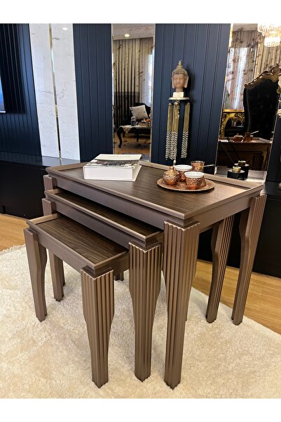 Alber Lisbon 3'lü Zigon Sehpa 72x43 CM Büyük Tabla Modern