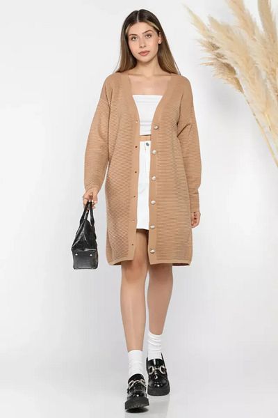 İKLİM LİFE Mink Knitwear Cardigan - V-Neck and Button