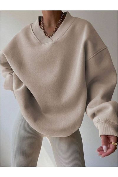 MOONBULL Women's Oversize Sweatshirt - V-neck