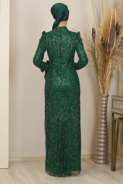 PİENNAR Βραδινό φόρεμα Sultan με λεπτομέρεια παγιέτες με φιόγκο