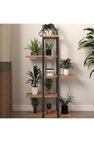 EGEMEV Dekoratif 5 Raflı Metal Çiçeklik Saksı Standı Saksılık