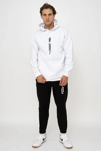 FECCY Unisex White Vertical Oversize Tracksuit Set