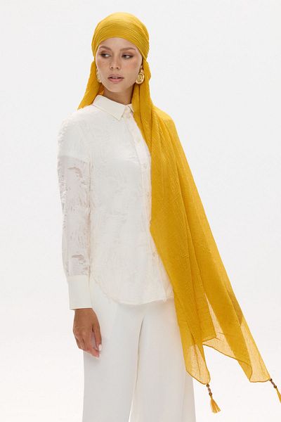 FENZA SCARF Freya Muslin Wrapped Tasseled Cotton Shawl