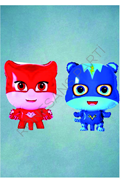 Generic Brand Owl Red Cat Child Blue 2-Piece Foil Balloon Set