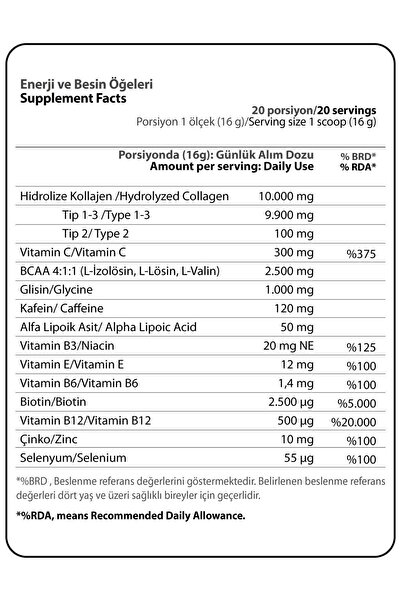 Hardline Collagen Sports 320 gr Vişne Aromalı