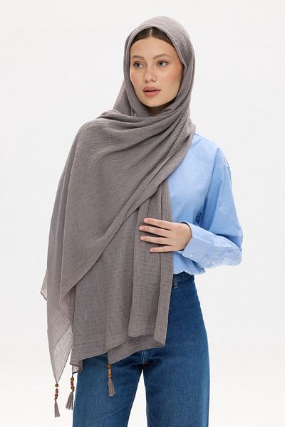 FENZA SCARF Freya Muslin Wrapped Tasseled Cotton Shawl