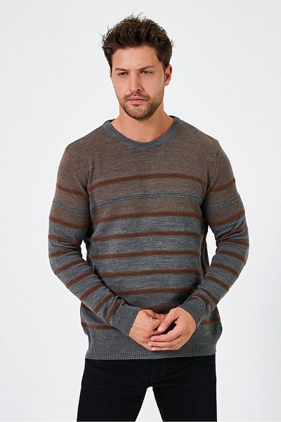 ALEXANDERGARDI Striped Crew Neck Regular Fit Sweater - E24-Eze-20