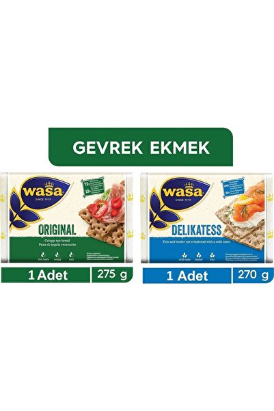 Wasa 2'li Ekmek Seti Delikatess Ekmek 270 gr + Original Sade Gevrek Ekmek 275 gr