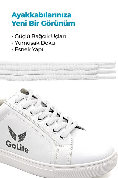 GoLite 120 Cm Oval Spor Ayakkabı Bağcığı , Atletik Bağcık 1 Çift - Beyaz
