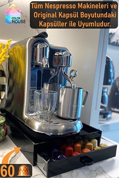 color house حامل قهوة كبسولة سعة 60 كبسولة منظم حامل منظم (أسود)