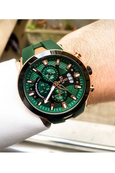 Reward brand silicone cord Men's wrist watch with bracelet gift