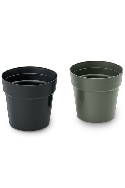 Tchibo 2 Piece Herb Cachepots, Black/Grey