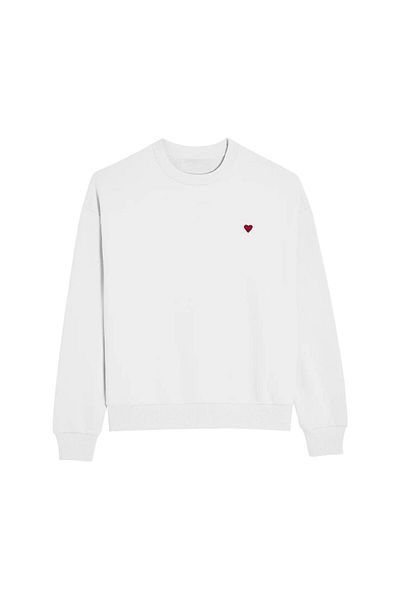 The Champ Clothing Λευκό φούτερ Oversize - Crew Neck, Fleece Heart Printed