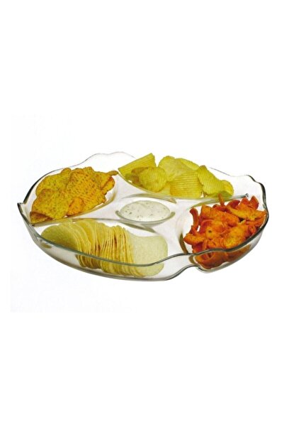 Paşabahçe Glass 5 Compartment Serving Plate for Snacks and Breakfast 30cm 10473