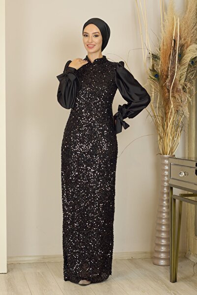 Genel Markalar Balon Kollu Pul Payetli Azra Abiye