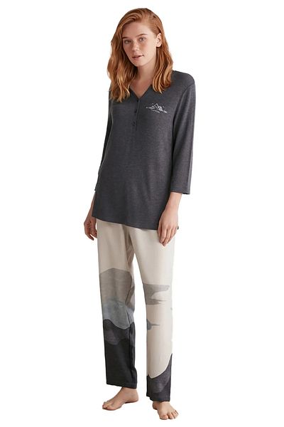 Nautica Nautica Soft Textured Women's Pajamas Set - Buttoned Capri Sleeve