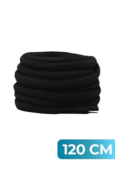 GoLite 120 Cm Oval Spor Ayakkabı Bağcığı , Atletik Bağcık 1 Çift - Siyah