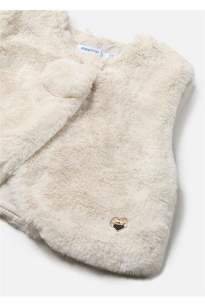 MAYORAL Beige Furry Baby Girl Vest - 2327