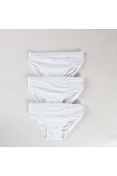 MADALİNA Set de 3 chiloți-slip alb 100% bumbac pentru băiat