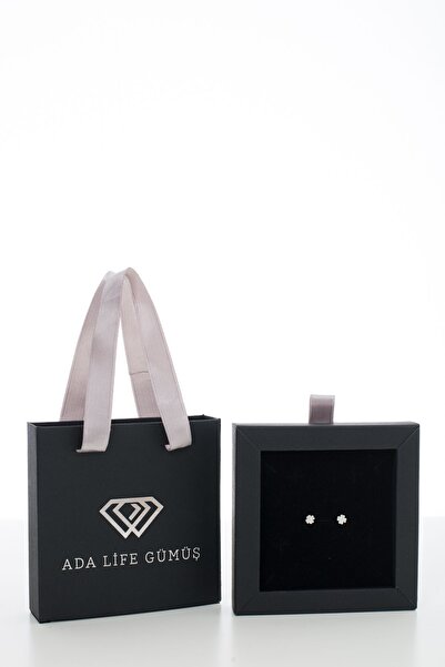 ADA LİFE GÜMÜŞ 925 Ayar Gümüş Kadın TAŞLI YONCA ÇİVİ KÜPE