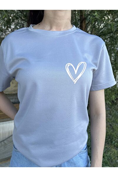 BLACKMAYS Tricou oversize alb cu model de inimă