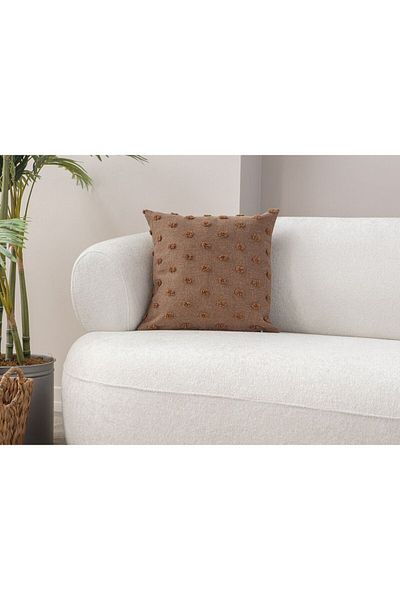 dekomall home & living Ленена плетена възглавница на точки в кафяво