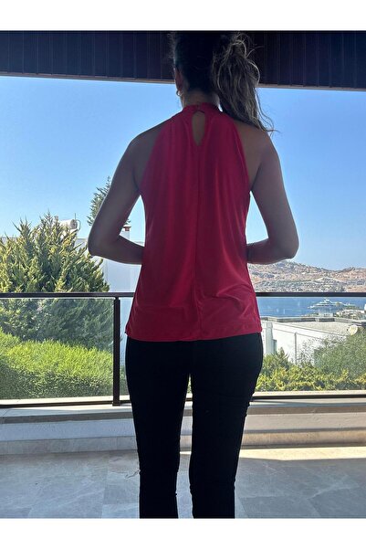 Atelier Derin Kırmızı Halter Yaka Bluz