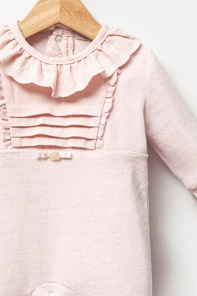 Cassiope Soft Textured and Ruffle Detailed Baby Girl Jumpsuit - Snap Closure