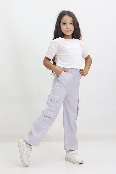 Kamex Gray School Girl Pants - Parachute Cargo Pocket with Stopper