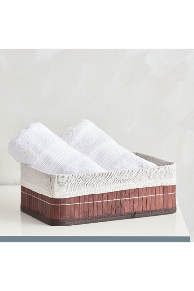 Home Box سلة تخزين متوسطة الحجم من الخيزران - 29x19x10 سم