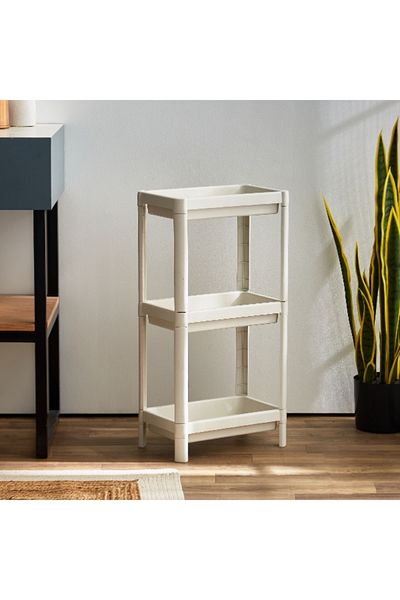 Home Box حامل حمام مستطيل من Allure Bios بثلاث طبقات - 36x23x71 سم