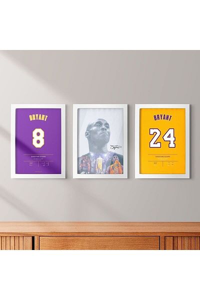 KAYNOCK Set de 3 Kobe Bryant, Los Angeles Lakers, Set de picturi de baschet Poster Painting Design digital